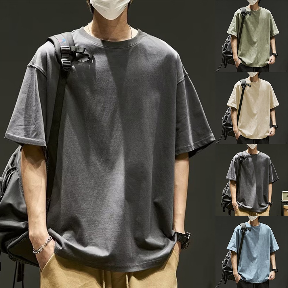 [DML] เสื้อยืดคอกลมลําลองผู้ชายแขนสั้นหลวม Oversize Hip-Hop Tee Shirt