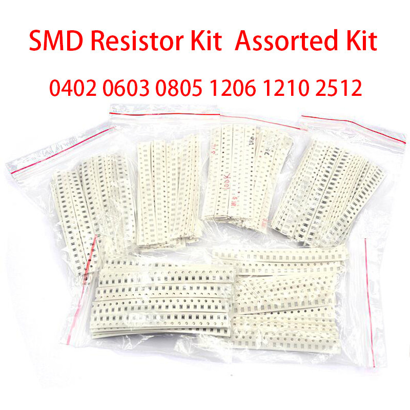 200PCS 660PCS 720PCS 4000PCS 0402 0603 0805 1206 1210 2512 SMD Resistor Kit Assorted Kit 10K 100K 1R