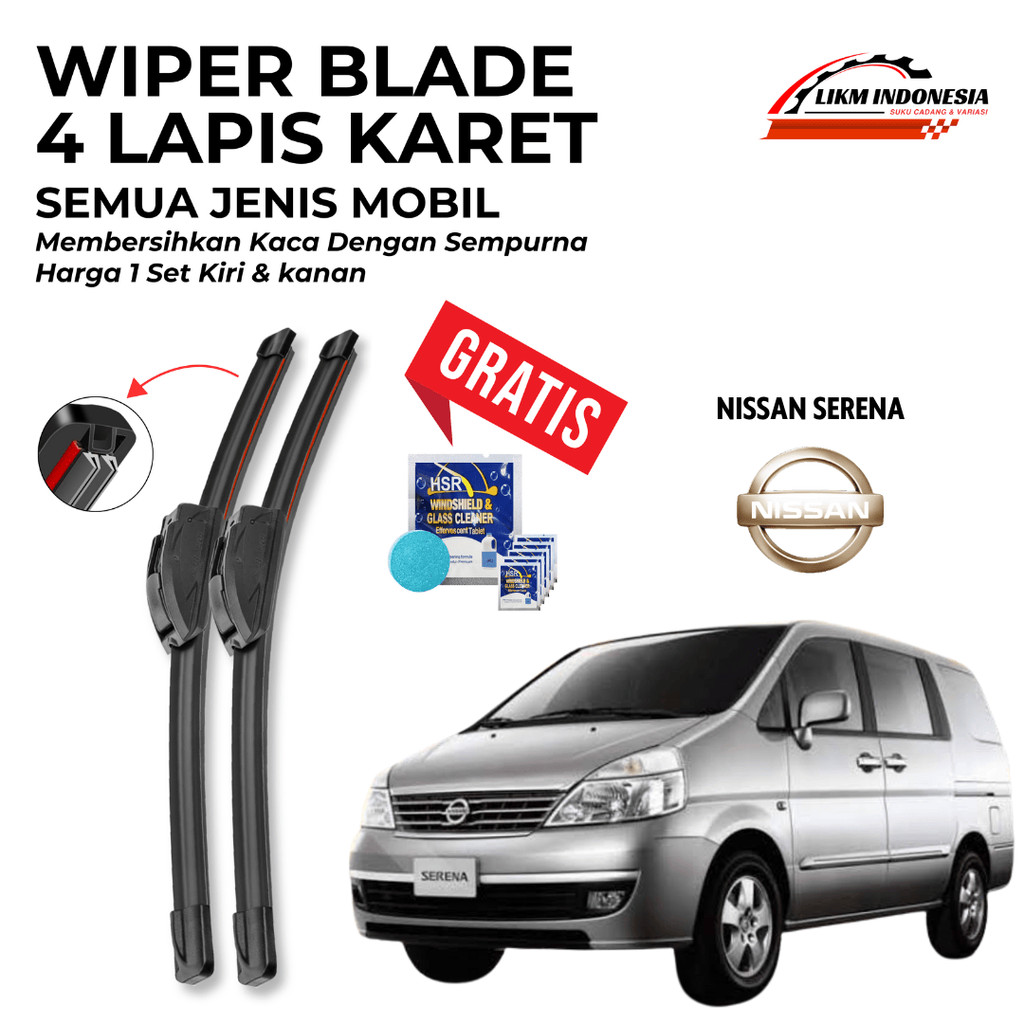 ที่ปัดน้ําฝนยาง Nissan Serena C26 / C27 Quad 4 | ฟรีสบู่ทําความสะอาดเชื้อราแก้ว 5 เม็ด