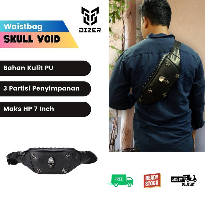 Dapi RIZER - กระเป๋าคาดเอว SKULL VOID_Leather Waist Sling Bag_Black