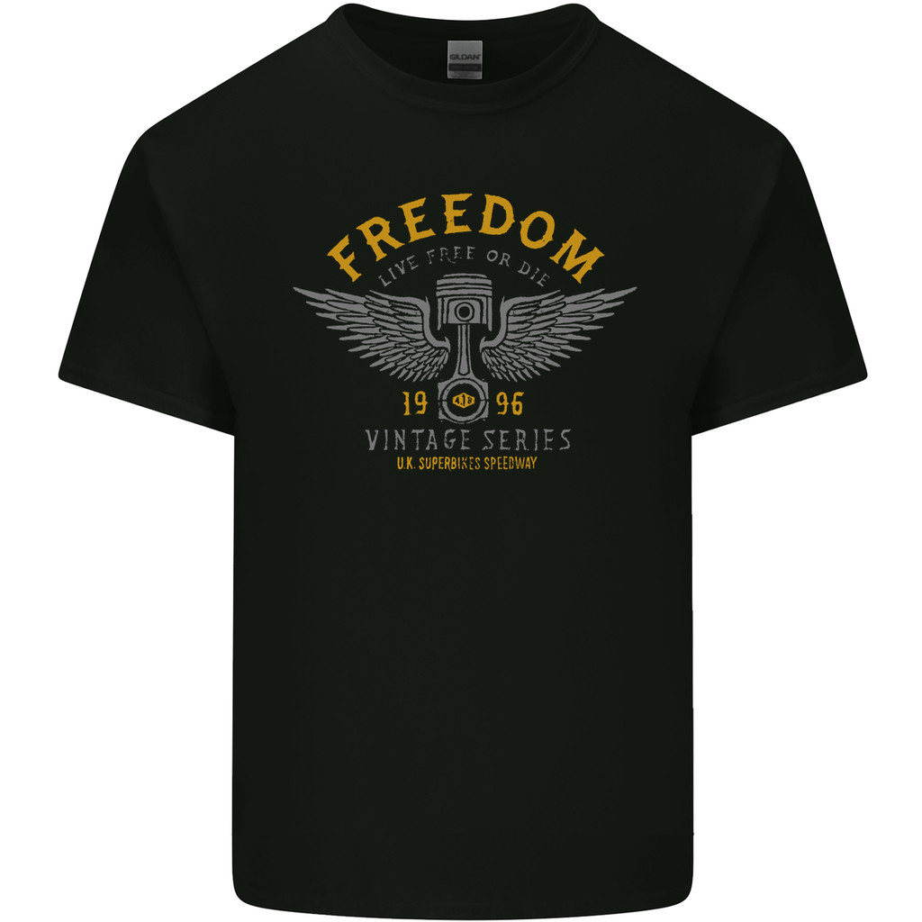 Freedom Vintage Motorcycle Motorcycle Biker Mens Pure Cotton T-Shirt