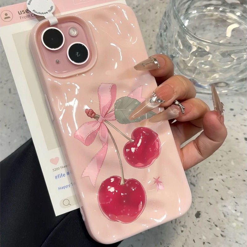 Aesthetic Pink Ceri Girl Ribbon Case Realme Note 80 C100i C100 C85 C75X Note 70 60X C75 50 60 C71 C6