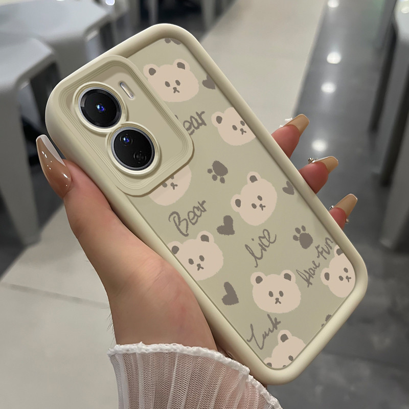 เคสสำหรับ VIVO Y16 Y35 5G Y56 5G เคสโทรศัพท์หมีสามสีซิลิโคนกันกระแทก
