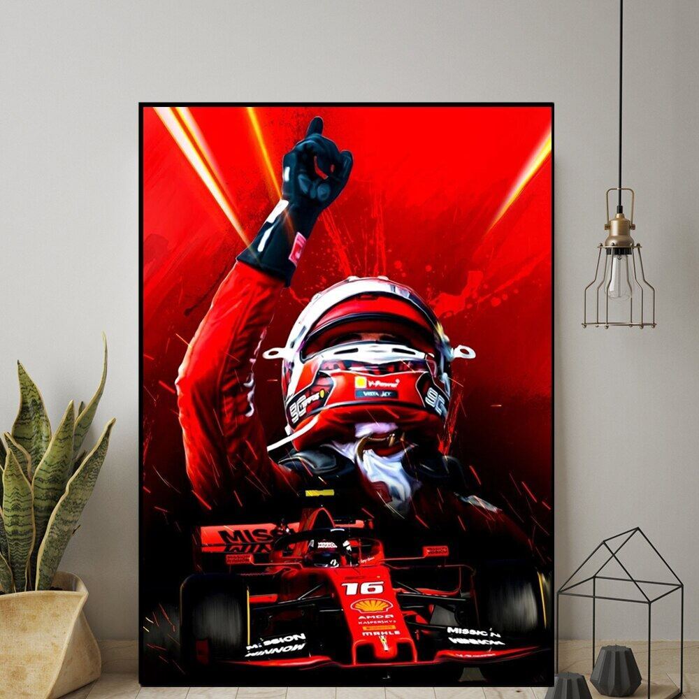 คลาสสิกracer Charles Leclerc โปสเตอร์ Vintage รถโปสเตอร์ Ferraris Racing F ผ้าใบภาพวาดบาร์ตกแต่งบ้าน