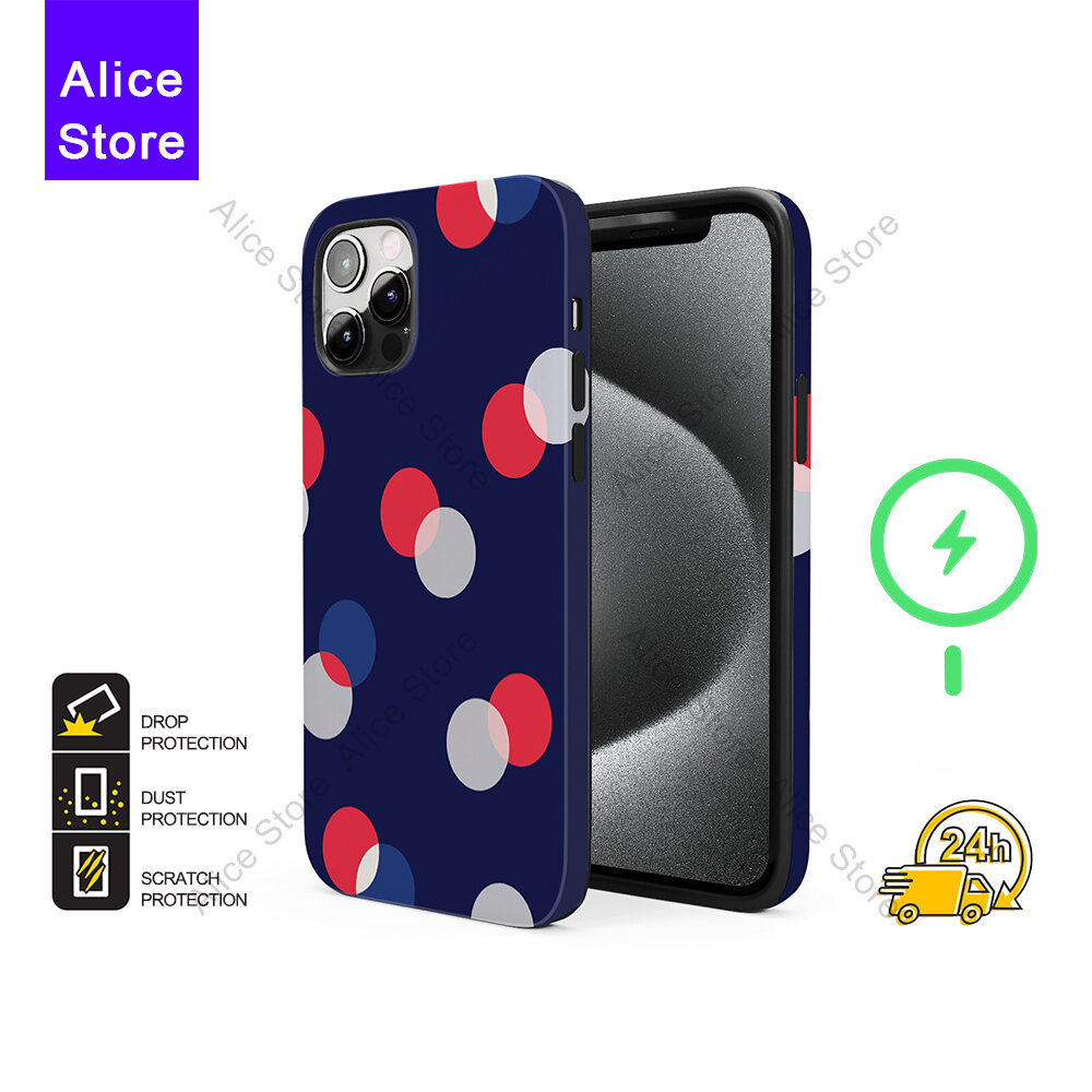 Polka Dots เคสโทรศัพท์สําหรับ iPhone 17 Pro Max / iPhone 16 Pro Max / 15 Pro Max / 13 เคสป้องกัน KS8