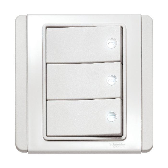 สวิตช์ไฟ Neo 3 Gang 2 Way Led สีขาว - E3033H2_Ewww_G3