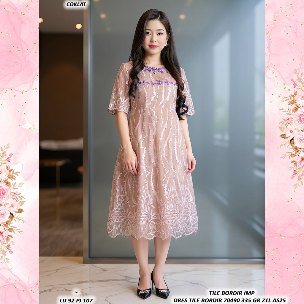 EMBROIDERED TILE DRESS 70490 335 GR Z1L AS25 Direct Order