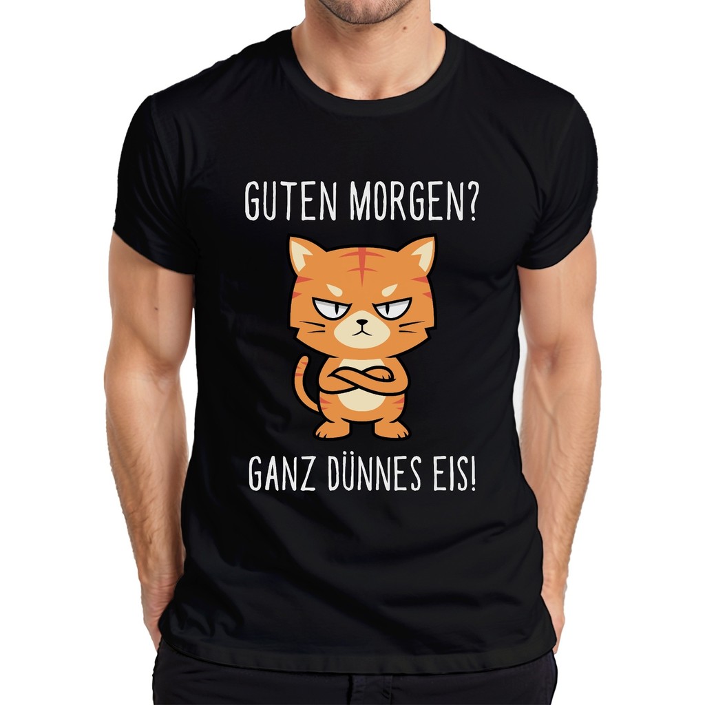 Good Morning Very Thin Ice Grumpy Cat Morning Grumpy Saying เสื้อยืดผู้ชาย