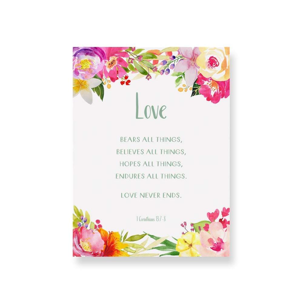 1 CORINTHIANS 13:7 8 ดอกไม้พระคัมภีร์ Verse พิมพ์ 'รักหมีทุกสิ่งเชื่อสิ่งความรักไม่เคยสิ้นสุดของคริส
