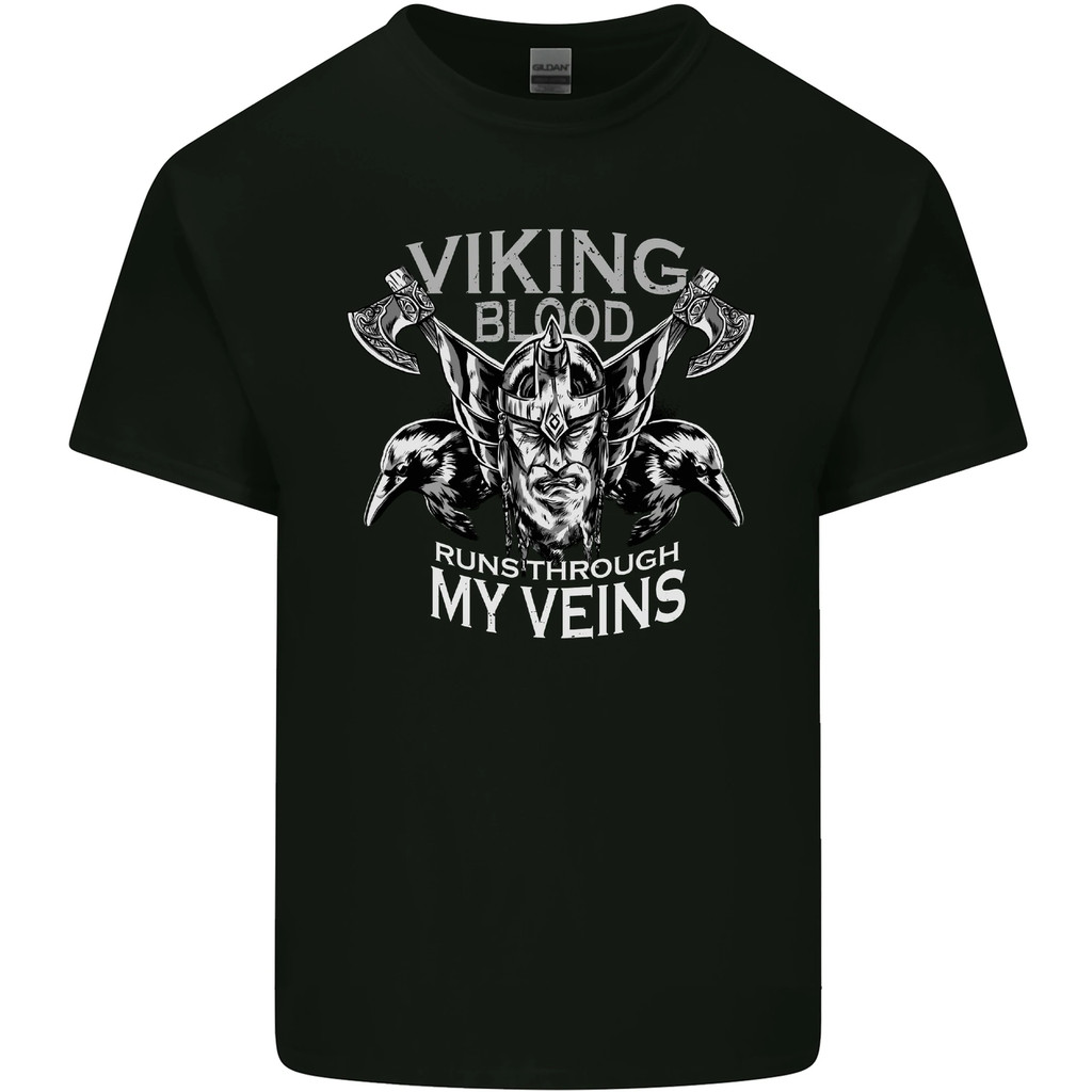 Viking Blood Odin Valhalla Nose Mythology Mens Cotton T-Shirt Tee Top