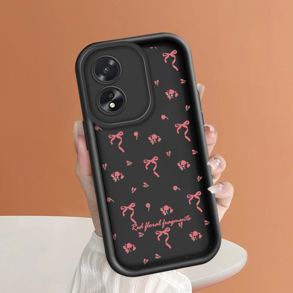 MERAH HPเคสโทรศัพท์สําหรับOPPO A38 A18 กรณีKesingปกป้องโทรศัพท์TY DLJ C8-2836 ริบบิ้นสีชมพู