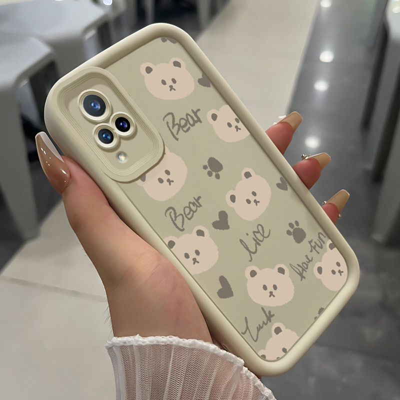 เคสสำหรับ VIVO V21 4G V21 5G เคสโทรศัพท์หมีสามสีซิลิโคนกันกระแทก