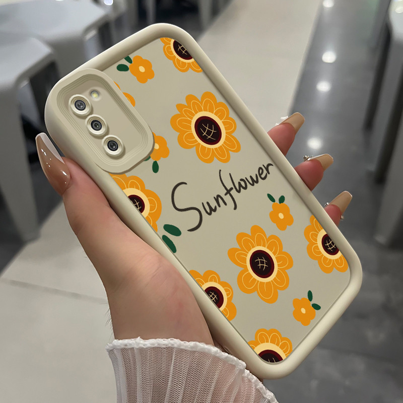 เคสสำหรับ Samsung Galaxy A03s A02s M02s F02s เคสโทรศัพท์ดอกไม้สามสีซิลิโคนกันกระแทก