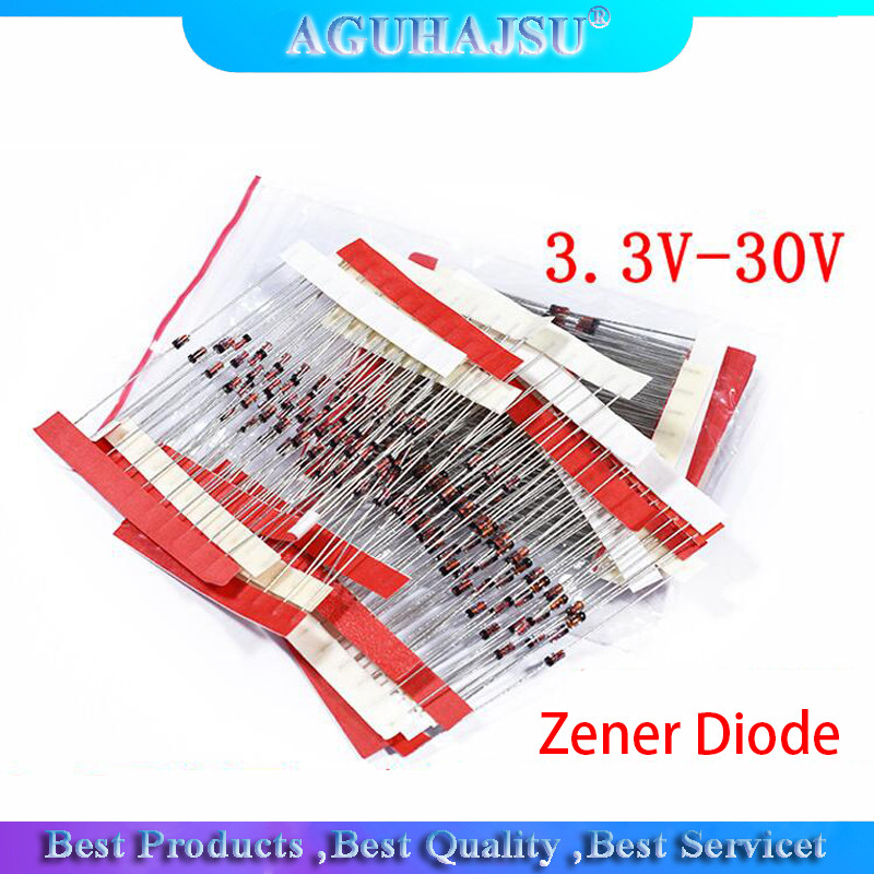 14 ค่า*10PCS 140PCS 0.5W ตัวควบคุม 3.3v 30v 1/2w Zener ไดโอดส่วนประกอบชุด 3.3 v 4.7 v 5.1 v 6.2 v 6.