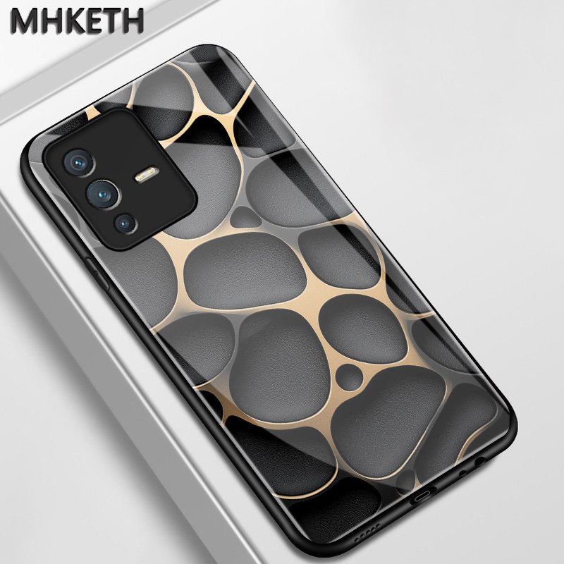 เคสสำหรับ VIVO V23 5G V23i 5G V23E 4G V23E 5G Y75 เคสโทรศัพท์แก้วรังผึ้งที่ออกแบบน้อยที่สุด