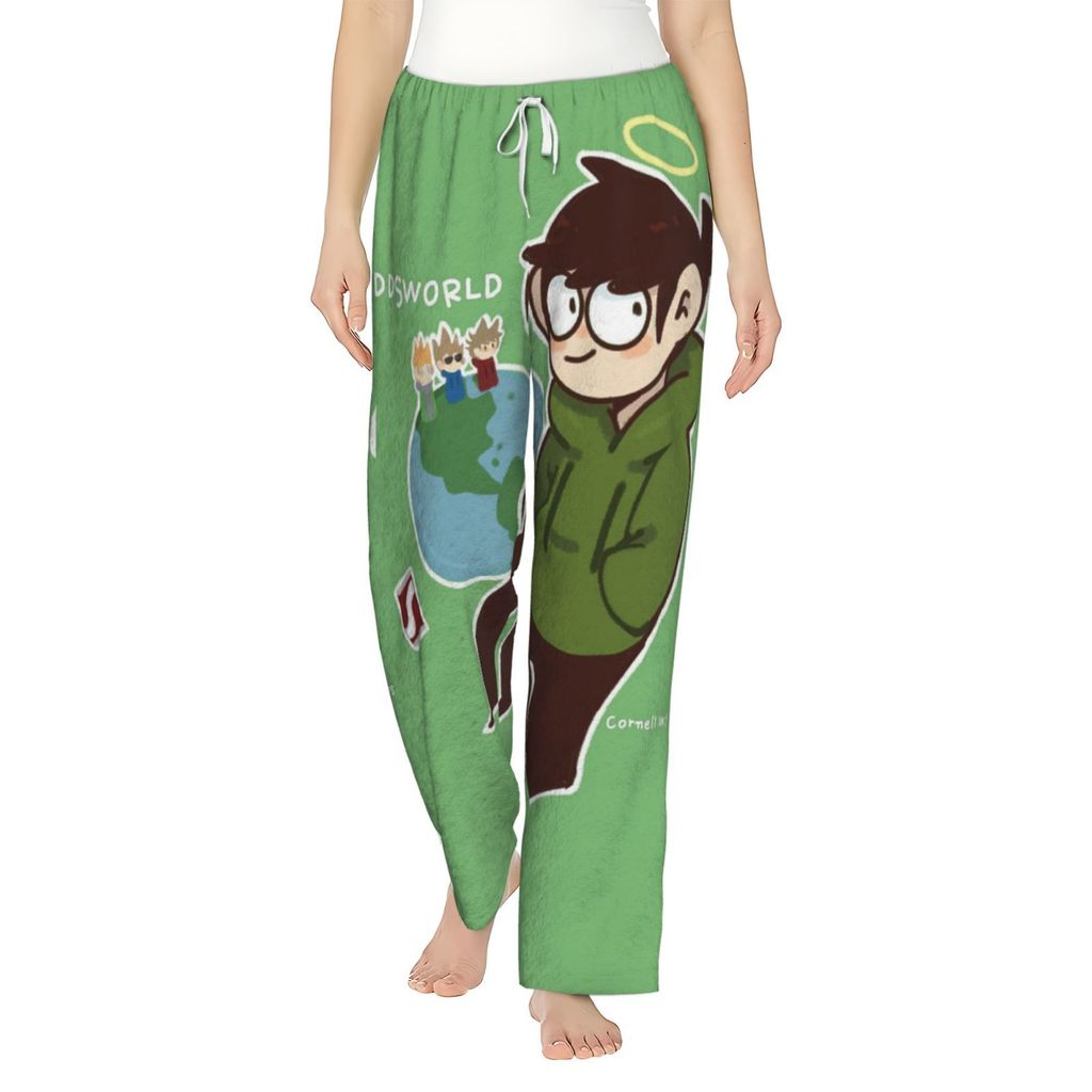 Eddsworld ชุดนอนแฟลแนลสำหรับผู้หญิง นุ่มนวล พิมพ์ลาย สบายๆ เพื่อการพักผ่อน