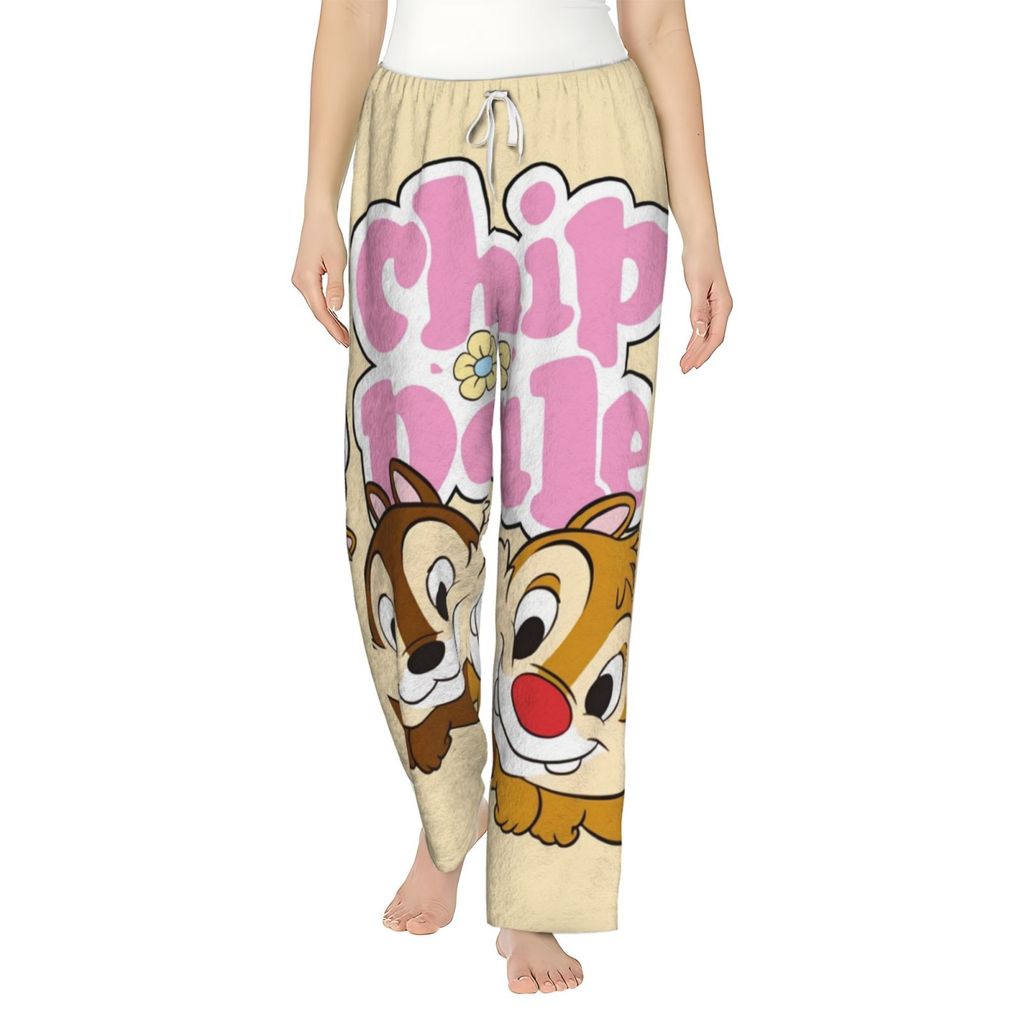 Chip And Dale กางเกงชุดนอนสำหรับผู้หญิง ลายฟลานเนล นุ่มสบาย