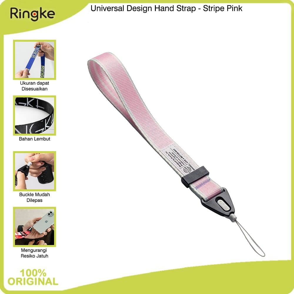 GANTUNGAN HP Ringke สําหรับสายคล้องมือสากลแถบสายรัดข้อมือสีชมพูสายคล้องเชือกเส้นเล็กโทรศัพท์มือถือ