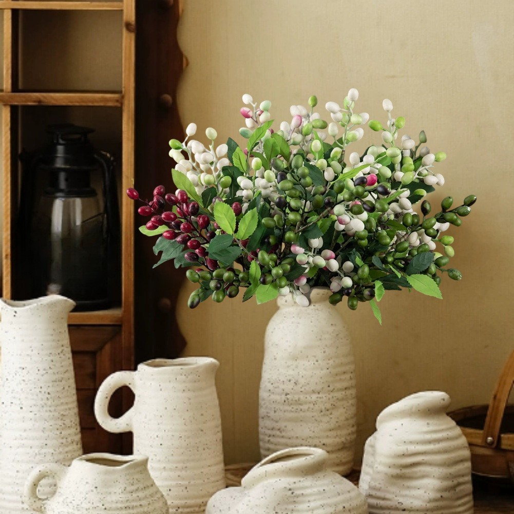 [DEMN]5 ชิ้นสมจริง Olive Berry สาขาช่อดอกไม้ - เหมาะสําหรับ Home & Garden Décor!