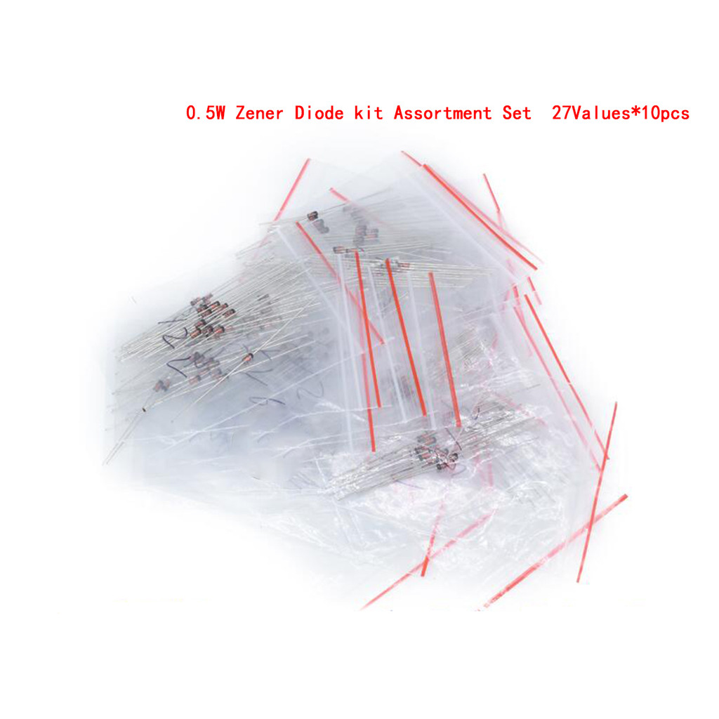 HT-270 ชิ้น/ล็อต 0.5W Zener ไดโอดชุด Assortment ชุด 1/2W 2V4 33V Zener Diode pack 12V 18V 5V1 5V6 3V