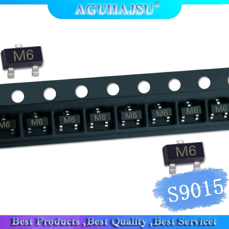 100 ชิ้น SMD triode S9015 M6 45V0.1 A/PNP SOT23 ทรานซิสเตอร์ SMD
