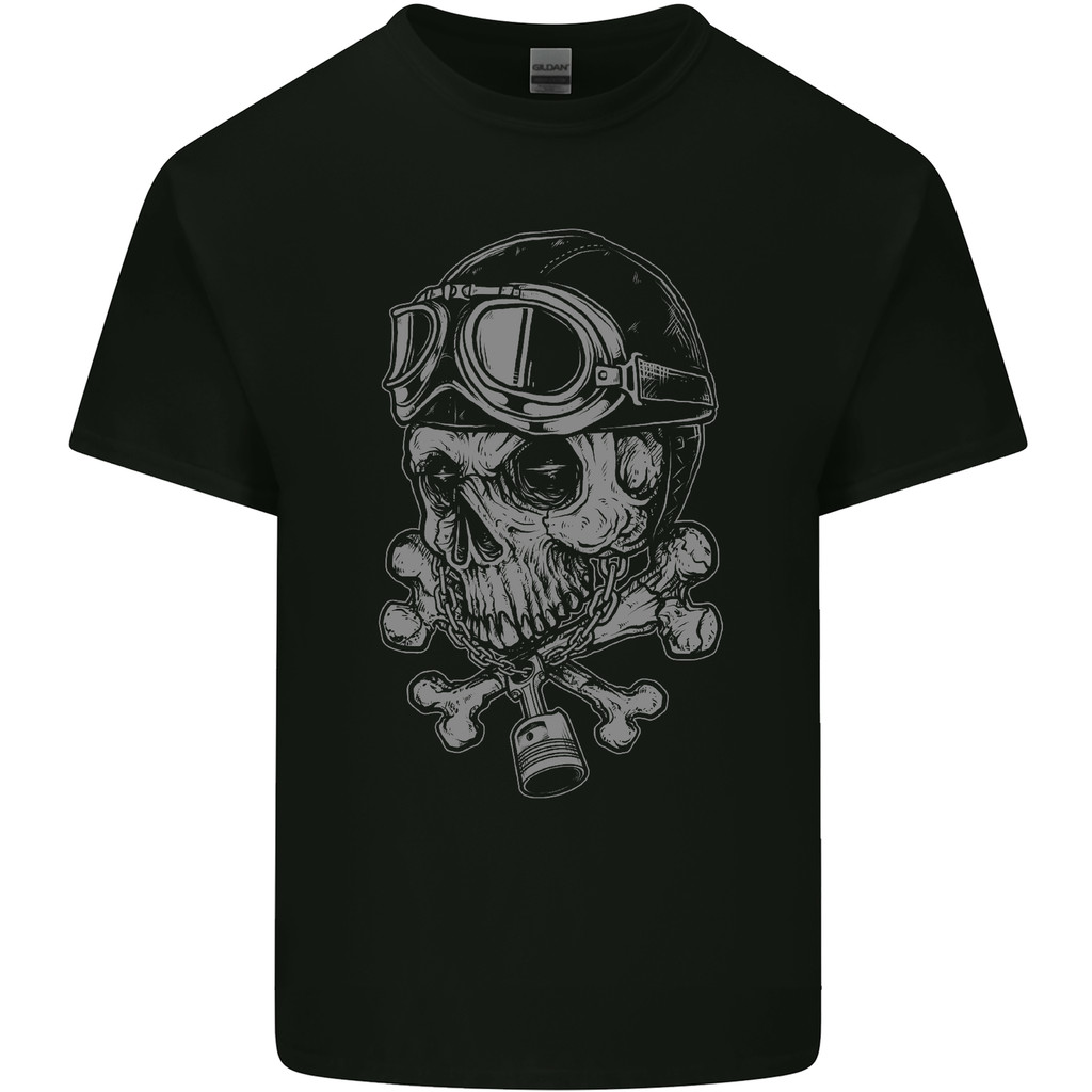 Biker Skull Rider Motorcycle Motorcycle Mens Pure Cotton T-Shirt