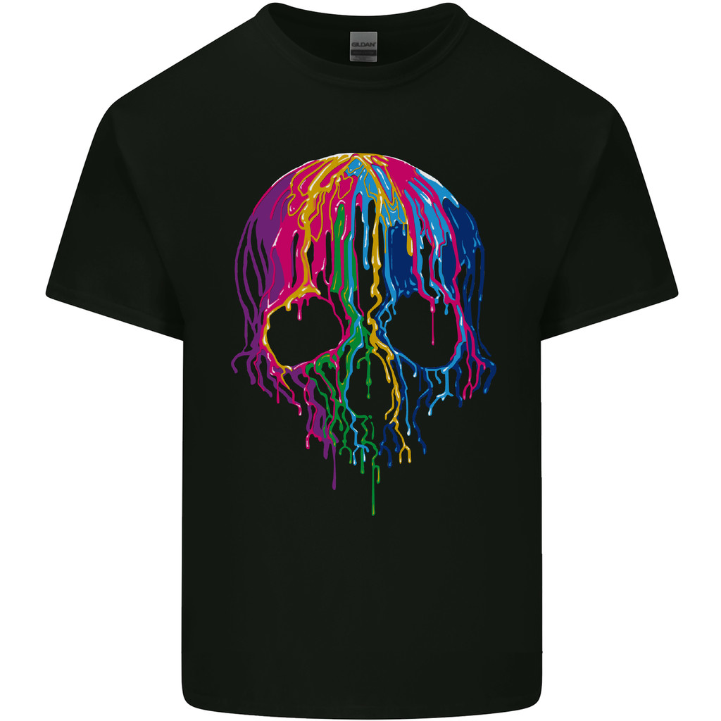 Melting Skull Biker Motorcycle Gothic Mens Pure Cotton T-Shirt