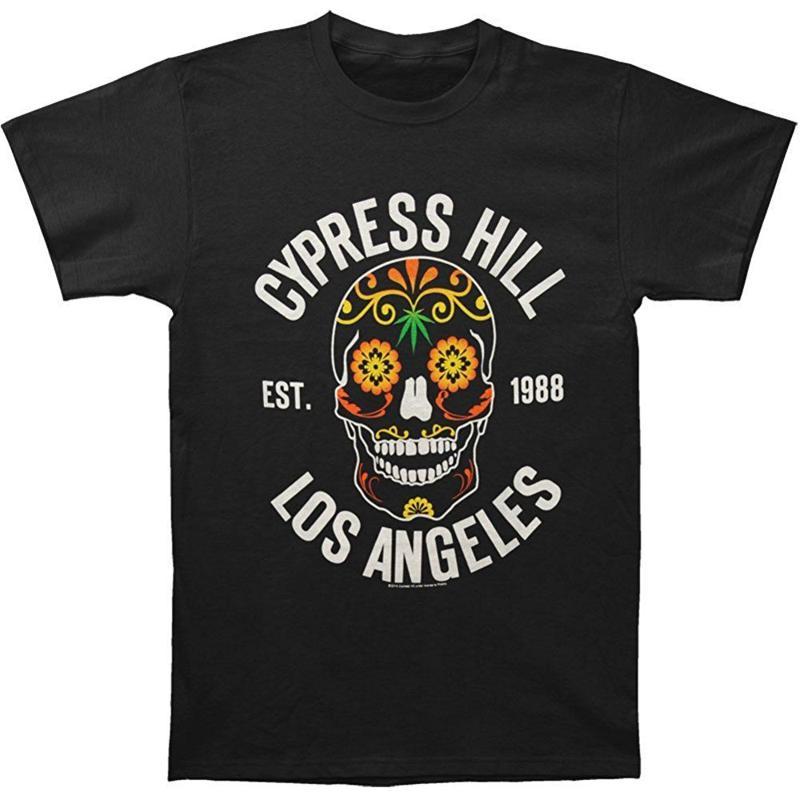 เสื้อยืดผ้าฝ้ายผู้ชาย CYPRESS HILL Day of the Dead Slim Fit T Shirt Black S 2XL ใหม่