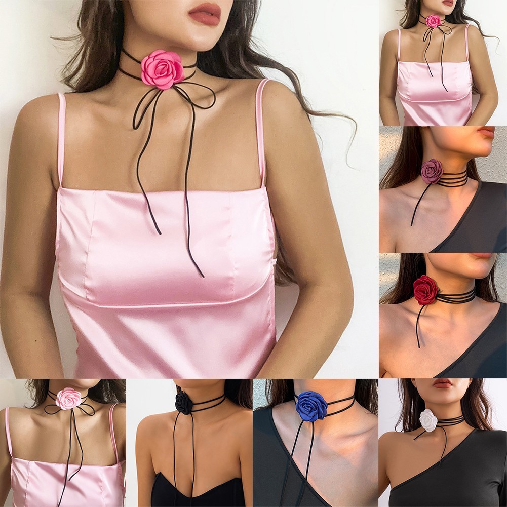 [DML] ดอกกุหลาบแฮนด์เมดส่วนบุคคลสําหรับผู้หญิง ดอกไม้ DIY ทรงยาว อุปกรณ์เสริมสร้อยคอ