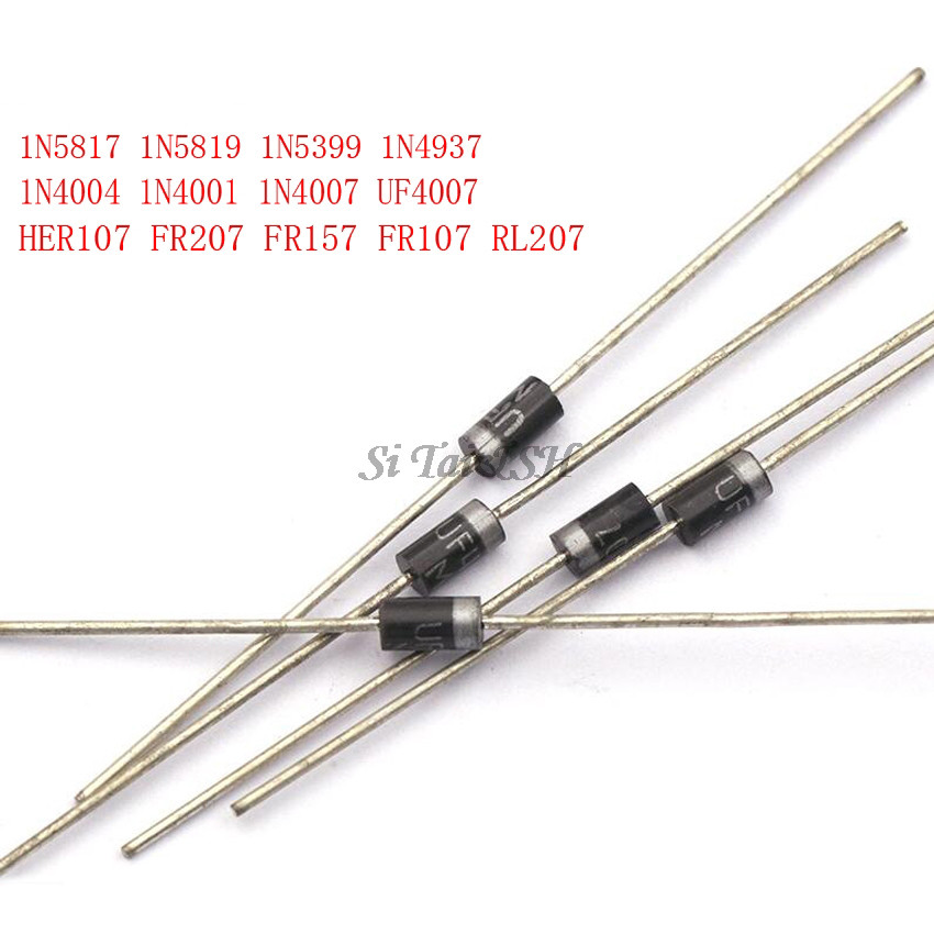 100PCS Schottky Rectifier Diode 1N5817 1N5819 1N5399 1N4937 1N4004 1N4001 1N4007 UF4007 HER107 FR207