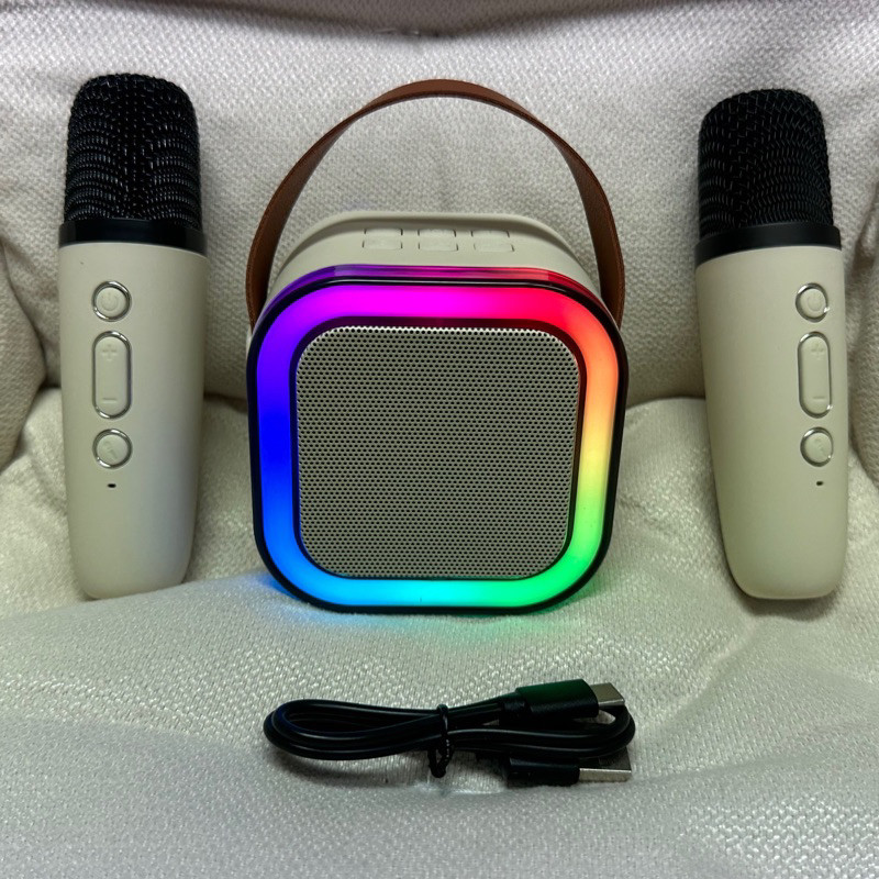 New🔥ใหม่ K12ลำโพงบลูทูธ ไมโครโฟนคู่ ของแท้ RGB มินิ แบบพกพา ลำโพงคาราโอเกะไร้สายกลางแจ้งขนาดเล็ก,speaker bluetooth