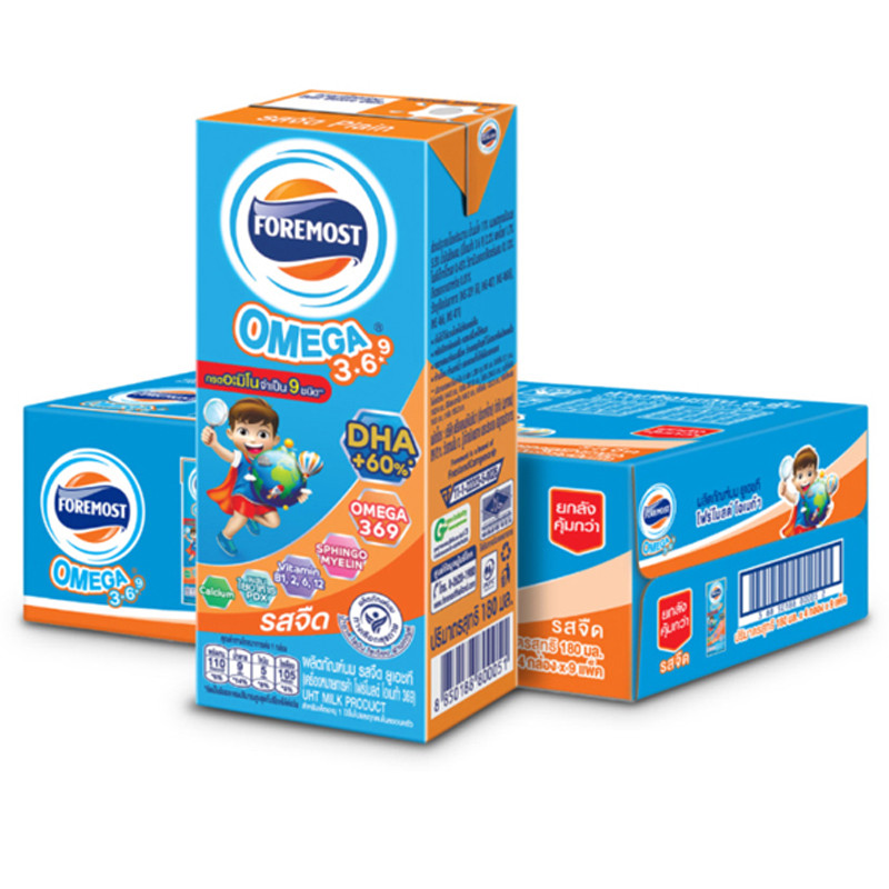 โฟร์โมสต์โอเมก้า369นมยูเอชทีรสจืด 180มล. แพค 36 Foremost Omega 369 UHT Milk Plain 180ml. Pack 36 [8850188903608]
