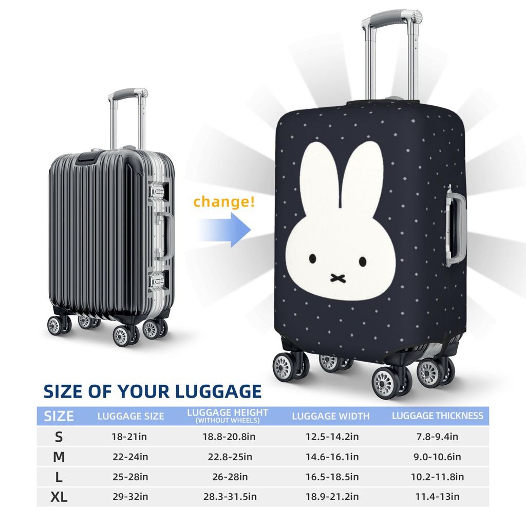 Miffy ผ้าคลุมกระเป๋าเดินทาง ผ้าสแปนเด็กซ์ แบบยืดหยุ่น ยืดหยุ่น Luggage Cover 18 20 22 24 26 28 30 32 นิ้ว TOK90 - รูปที่ 5