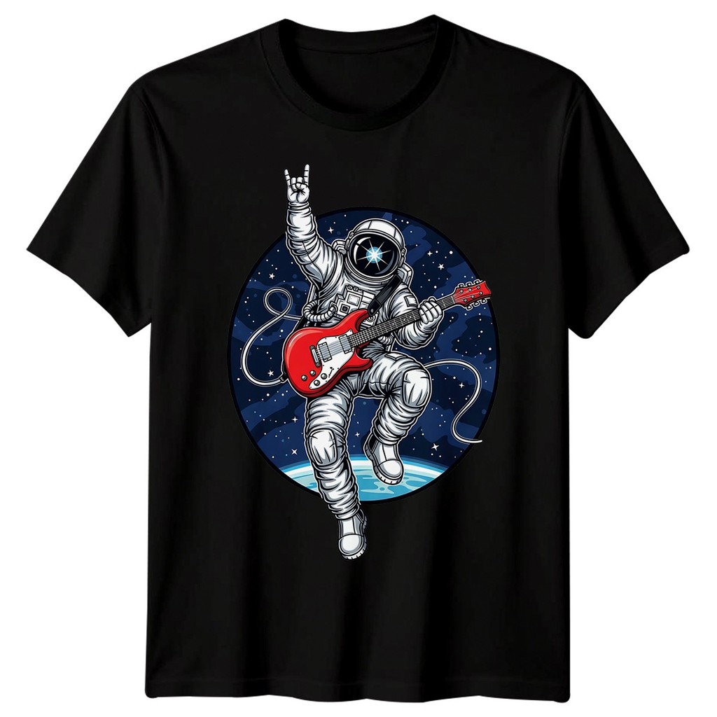 Astronaut Rock Music Space Mens T-Shirt Tee Graphic Men Tee