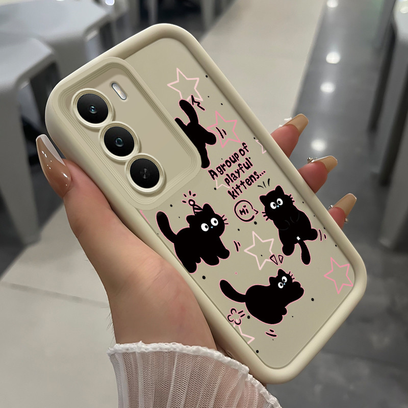 เคสสำหรับ Realme C75 4G C75X 4G 14X 5G เคสโทรศัพท์แมวสามสีซิลิโคนกันกระแทก