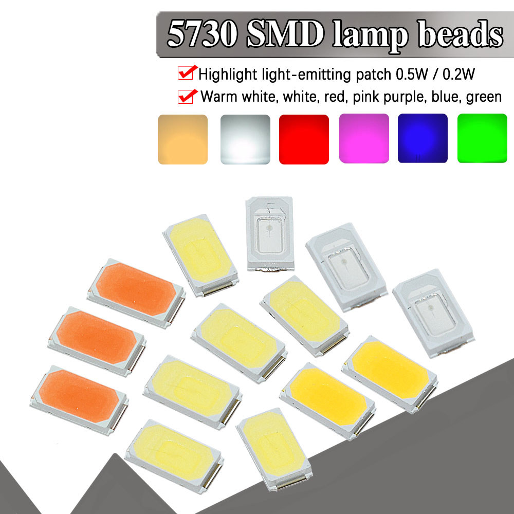 100pcs 5630/5730-CW/WW 0.5W-150Ma 50-55lm 6500K แสงสีขาว SMD 5730 5630 LED 5730 ไดโอด (3.2~3.4V)