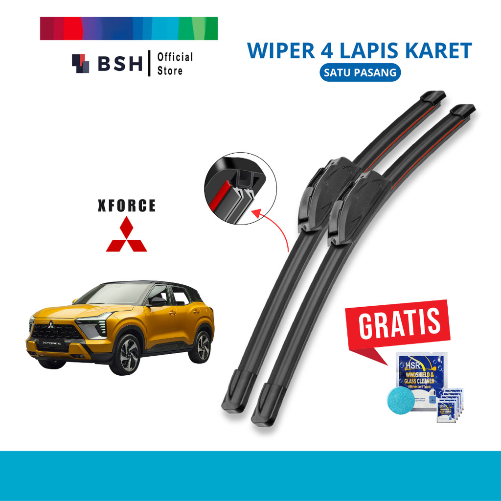 ที่ปัดน้ําฝนยาง Mitsubishi XForce Quad 4 | ฟรีสบู่ทําความสะอาดเชื้อราแก้ว 5 เม็ด