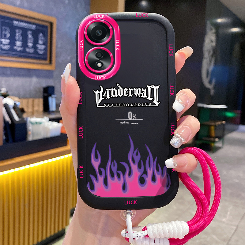เคสสำหรับ OPPO A58 4G A58 5G A58X 5G A78 5G A1X 5G A2X 5G เคสโทรศัพท์เปลวไฟซิลิโคนสายคล้องกันกระแทก