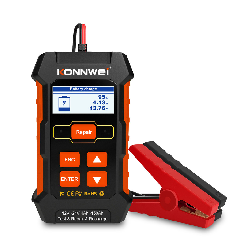 [คลังสินค้าพร้อม] KONNWEI KW520 12V 24V เครื่องทดสอบแบตเตอรี่รถยนต์เครื่องชาร์จและซ่อมเครื่องมือ 3 ใ