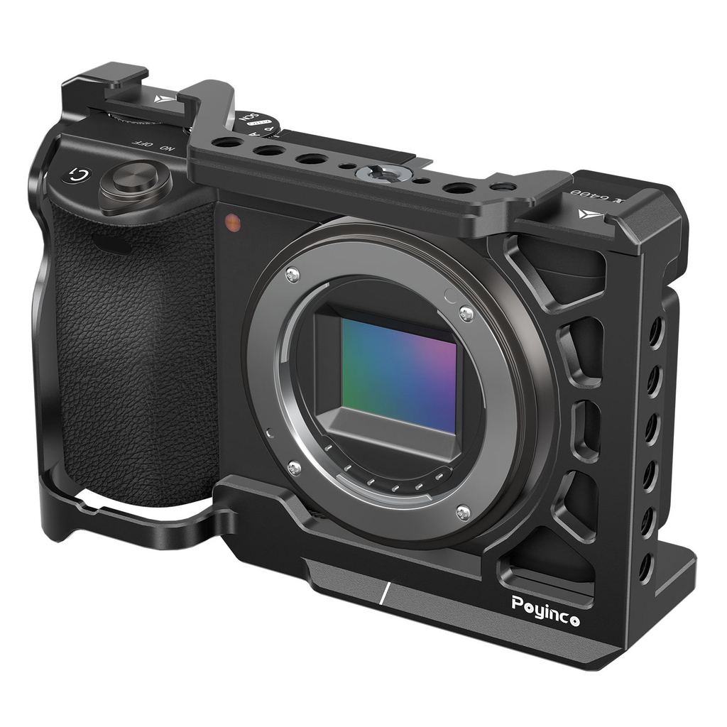 [คลังสินค้าพร้อม] Poyinco Camera Cage Video with Cold Shoe Mount 1/4 นิ้ว & 3/8 Threads Aluminium Al