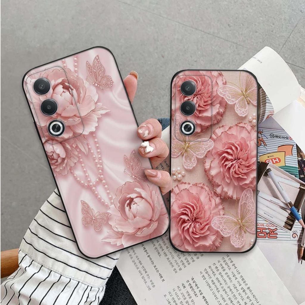 เคส Oppo A80 แวววาว แฟชั่น สีชมพูละมุน
