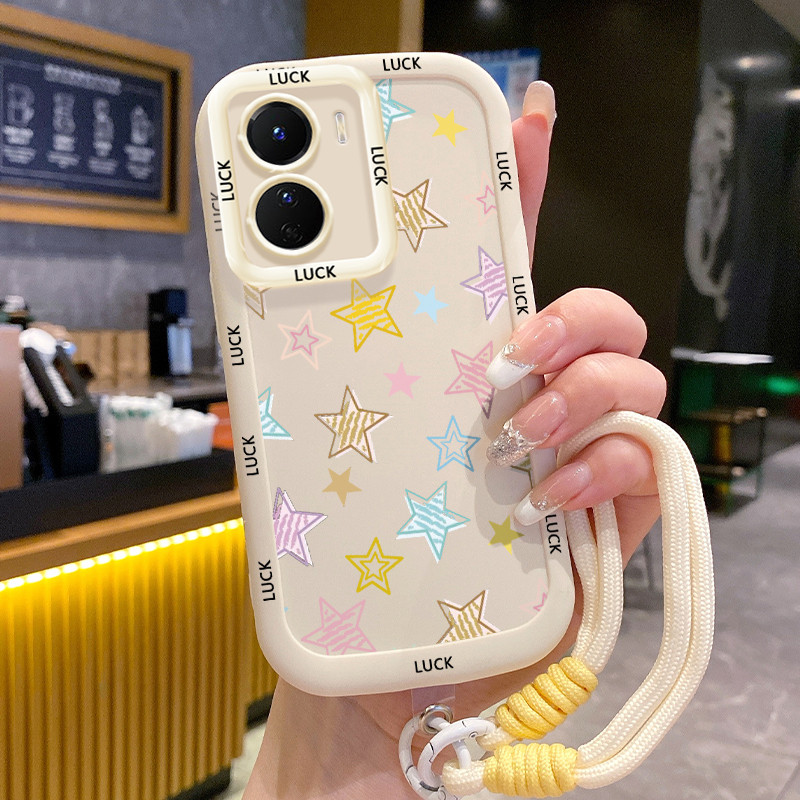 เคสสำหรับ VIVO Y16 Y35 5G Y56 5G Y02s เคสโทรศัพท์ดาวซิลิโคนสายคล้องกันกระแทก
