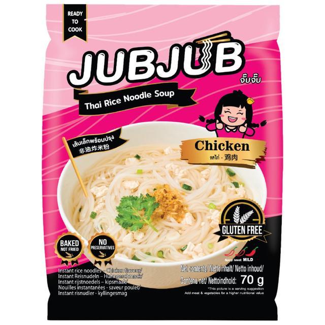 🍀  จั๊บจั๊บเส้นเล็กกึ่งสำเร็จรูปรสไก่ 70กรัม 🌱 Jub Jub Instant Rice Noodles Chicken Flavour 70g. [88