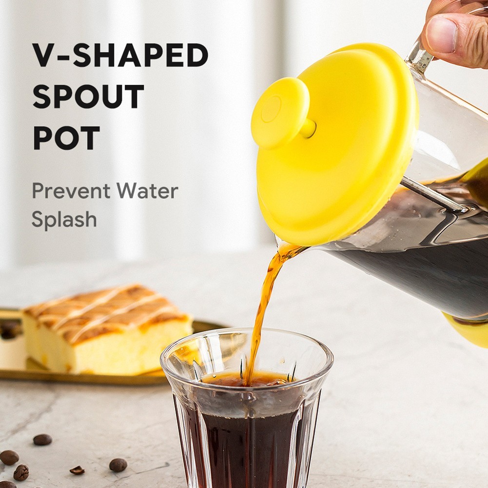 [DML] หม้อกาแฟแก้วบอโรซิลิเกตสูง 800 มล. แก้วใสสแตนเลส