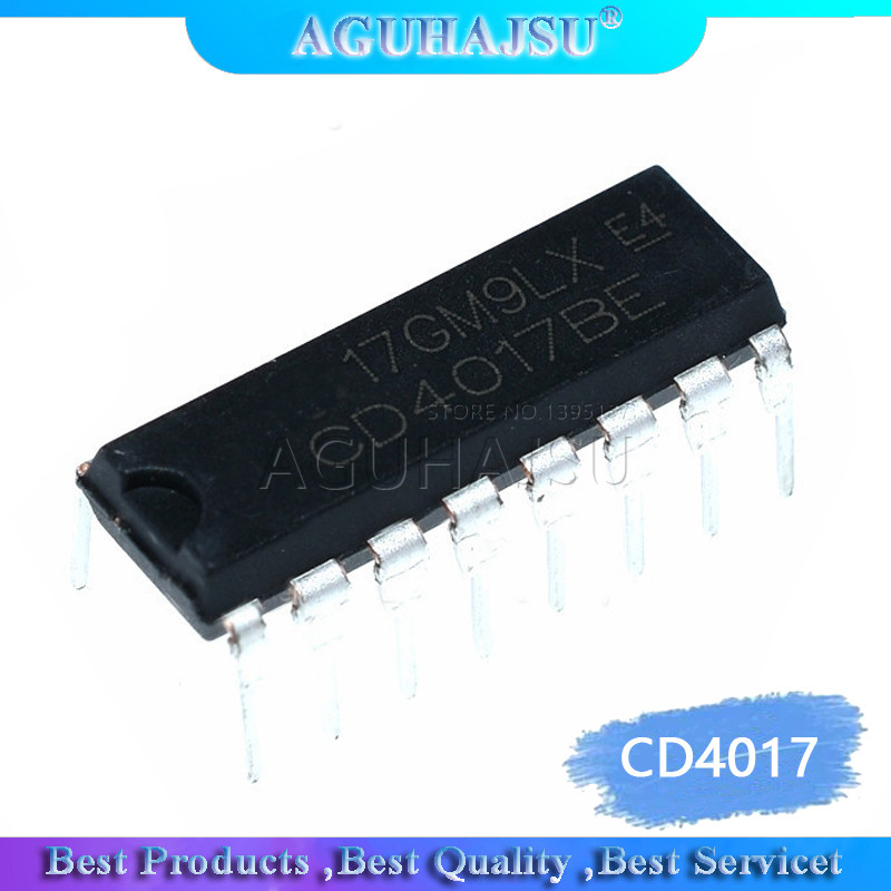 10 ชิ้น/ล็อต CD4017 CD4017B CD4017BE 4017 DECADE COUNTER DIVIDER IC ใหม่เดิม