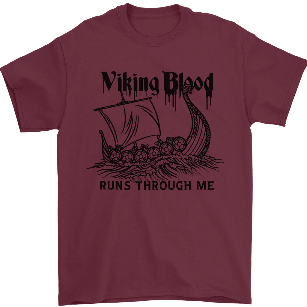 Viking Ship Sailing Design Men's T-Shirt ผ้าฝ้าย 100%