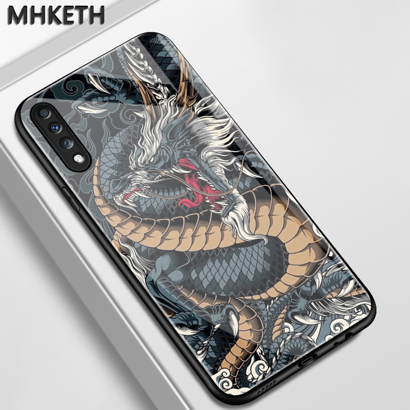 เคสสำหรับ Samsung A70 A70s A80 เคสป้องกันโทรศัพท์ตกกระจกลายมังกรแบบมีลักษณะเฉพาะตัว