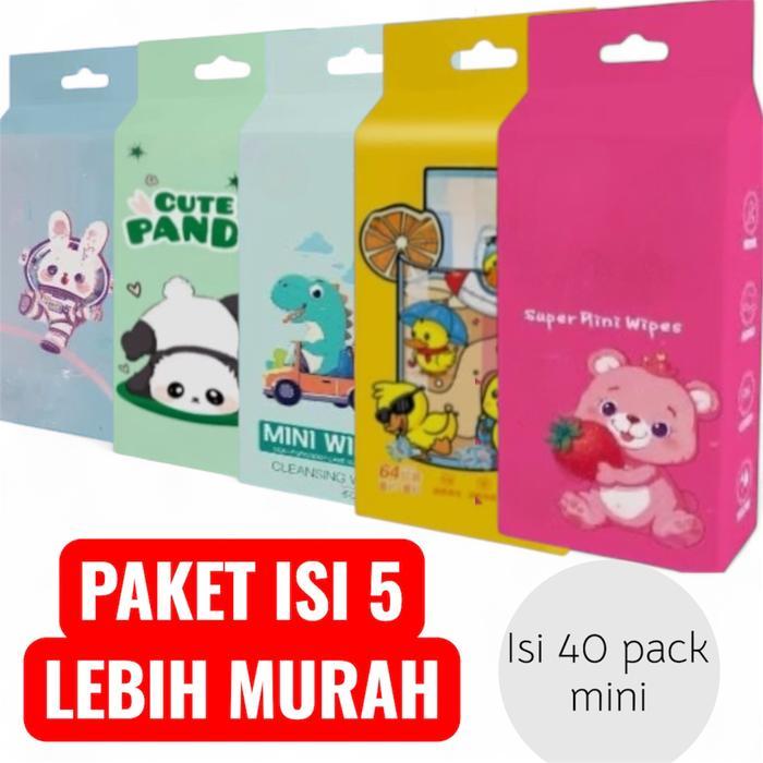 NEWs (DNM) 5Pack Mix Motif ทิชชู่เปียก Mini Travel Size Cute Character หนานุ่ม