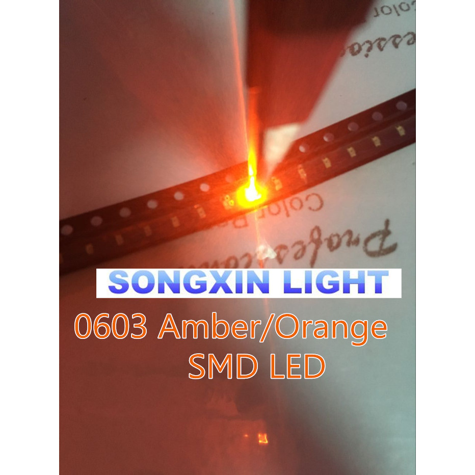 100 ชิ้น/ล็อต 0603 สีส้ม/สีเหลืองอําพัน Smd/smt Led Super Bright โคมไฟไดโอดเปล่งแสง XIASONGXIN LIGHT