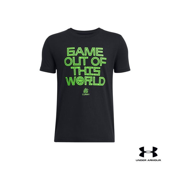 Under Armour เสื้อยืด Curry Verbiage สำหรับเด็กผู้ชาย